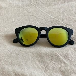 Diff Eyewear Sunglasses-  DIME II - MATTE BLACK FRAME GOLD MIRROR POLARIZED LENS